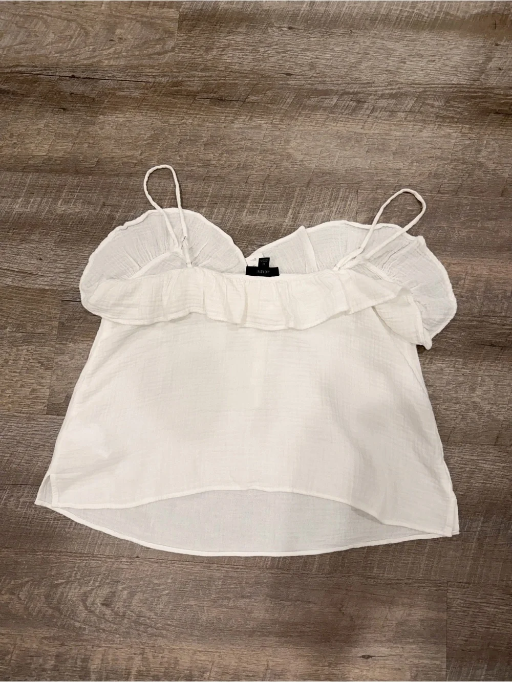 J.Crew NWT White Ruffle Soft Gauze Camisole Tank Top Size M Cottagecore Coastal